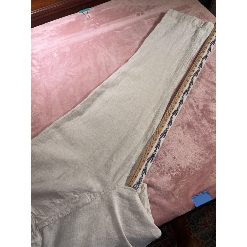 Caribbean 100% Linen Pants Men's Size 36x30 Tan Drawstring Resort Summer